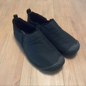 Black Quilted Slip-On Shoes
